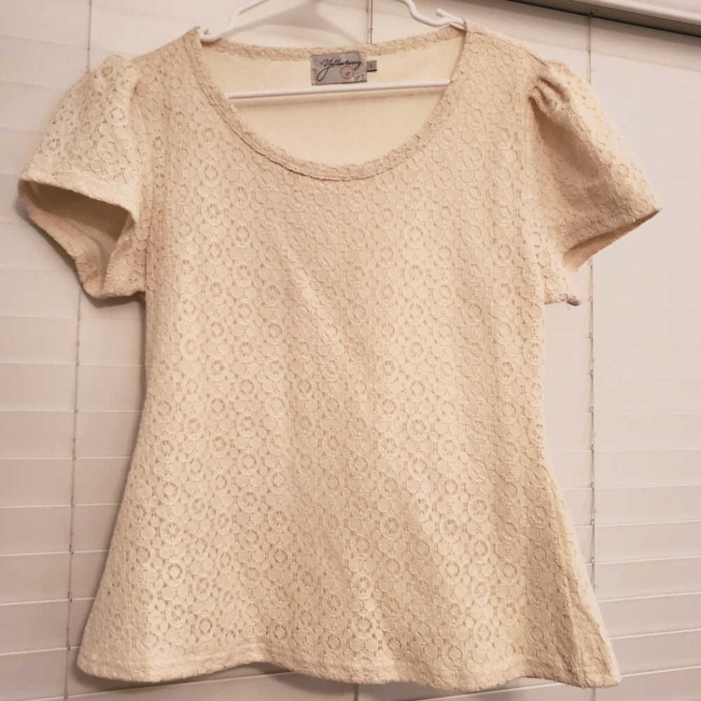 Cream Lace Blouse - L
